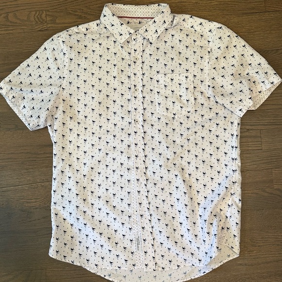 Short sleeve button up shirt with flamingos - Picture 1 of 2